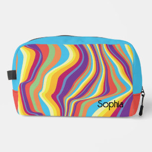 Retro Colorful Warped Stripes Personalized Dopp Kit