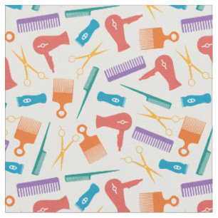 Retro Colors Hair Tool Silhouette Pattern Fabric