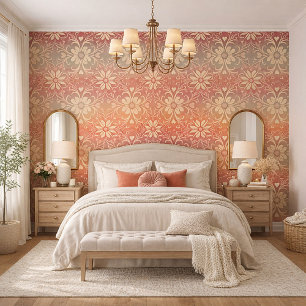 Retro colour blend floral wallpaper