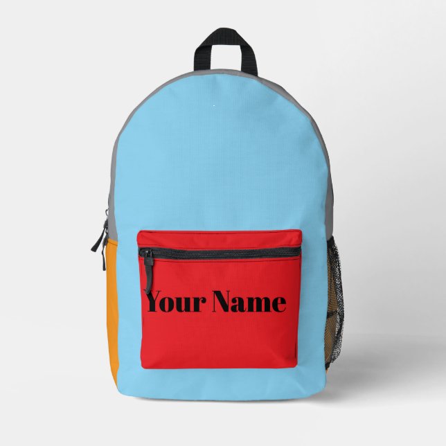 Retro Colour Block Custom Name Printed Backpack (Front)