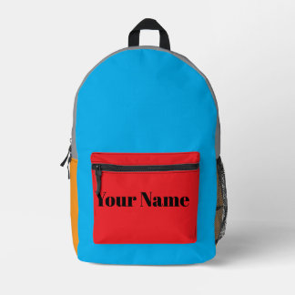 Retro Colour Block Custom Name Printed Backpack
