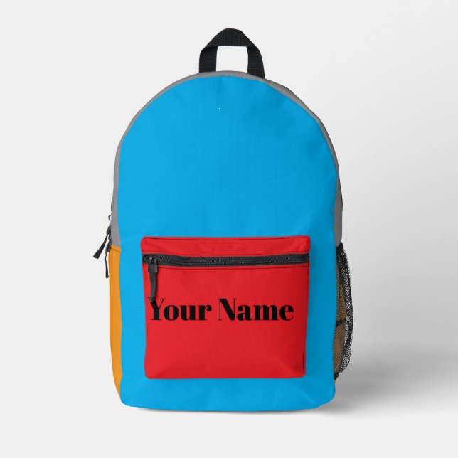 Retro Colour Block Custom Name Printed Backpack (Front)