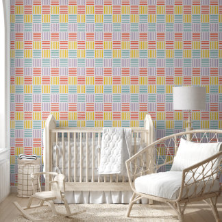 Retro Colour Block Stripes Wallpaper