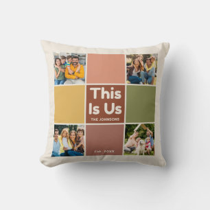 Retro Colour Block This Is Us Quote 4 Photo Collag Cushion