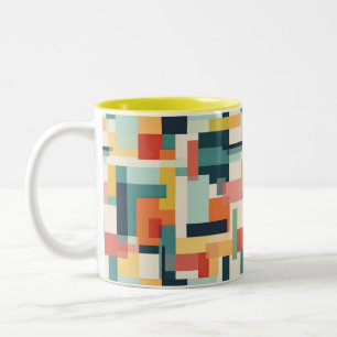 Retro Colour Blocks Abstract Mid Century Modern Two-Tone Coffee Mug