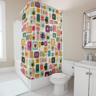 RETRO Colour Blocks Mid Century Modern Geometric  Shower Curtain