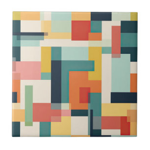Retro Colour Blocks Mid Century Modern Geometric  Tile