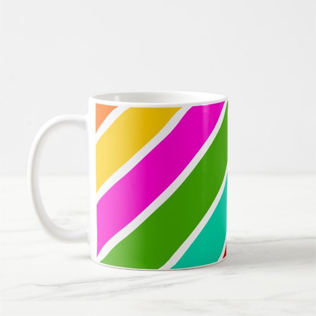 Retro colour candy stripes pattern  coffee mug (Left)