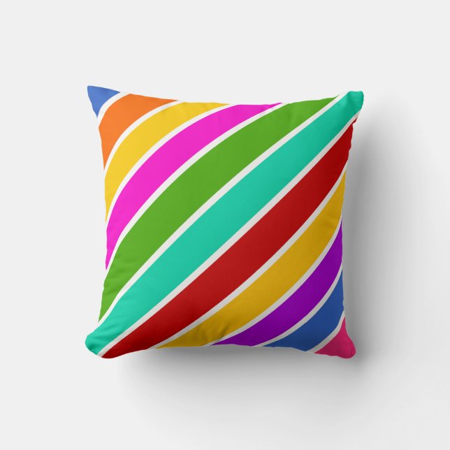 Retro colour candy stripes pattern  cushion (Front)