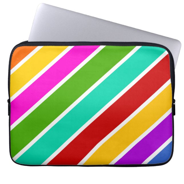 Retro colour candy stripes pattern  laptop sleeve (Front)