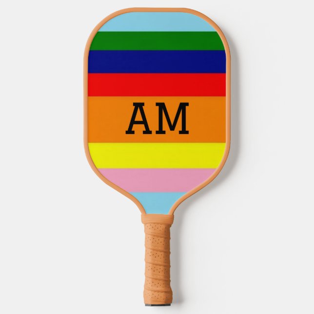 Retro Colour Horizontal Striped Pickleball Paddle (Front)