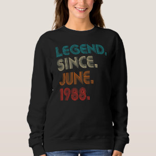 Retro Colour Legend Since June 1988 Vintage Birthd Sweatshirt