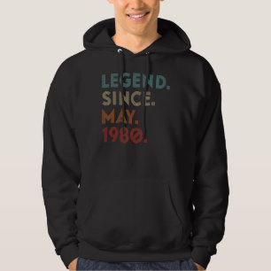 Retro Colour Legend Since May 1980 Vintage Birthda Hoodie