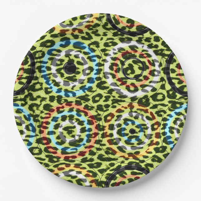Retro Colour Leopard Print Skin #106 Paper Plate (Front)