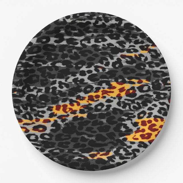 Retro Colour Leopard Print Skin #115 Paper Plate (Front)