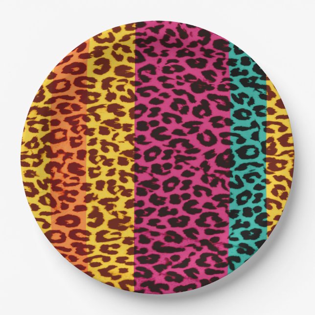 Retro Colour Leopard Print Skin #117 Paper Plate (Front)