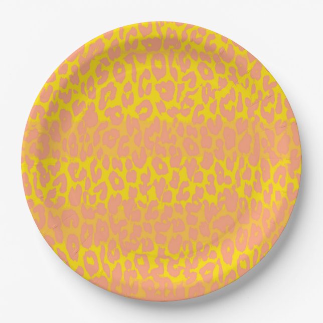 Retro Colour Leopard Print Skin #11 Paper Plate (Front)