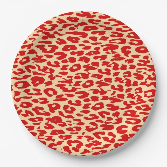Retro Colour Leopard Print Skin #53 Paper Plate (Front)