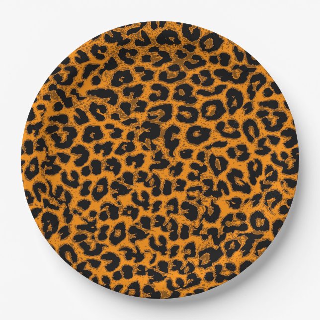Retro Colour Leopard Print Skin #61 Paper Plate (Front)