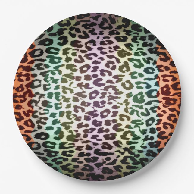 Retro Colour Leopard Print Skin #84 Paper Plate (Front)