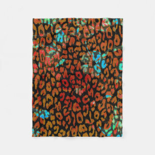 Retro Colour Leopard Print Skin #9 Fleece Blanket