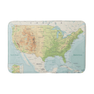 Retro Colour Map of the World Bath Mat