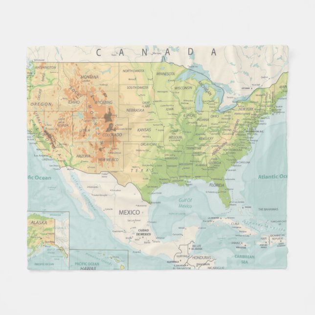 Retro Colour Map of the World Fleece Blanket (Front (Horizontal))