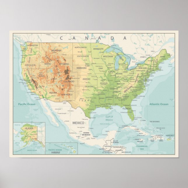 Retro Colour Map of the World Poster (Front)