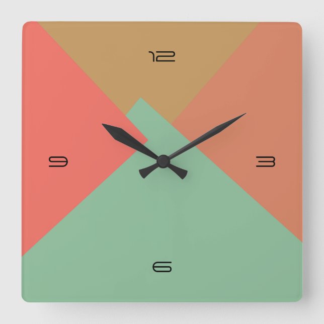 Retro Colour Modern Geometric Pattern #8 Square Wall Clock (Front)