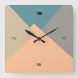 Retro Colour Modern Geometric Pattern Square Wall Clock
