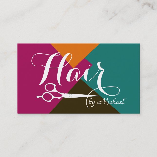 Retro Colour Modern Hair Stylist #8 Business Card (Front)