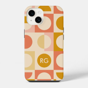 Retro Colour Pattern Personalised Monogram iPhone 14 Case