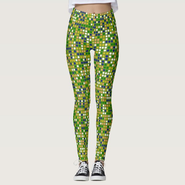 Retro Colour Polka Dots Pattern #19 Leggings (Front)