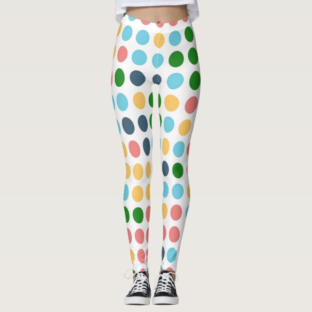 Retro Colour Polka Dots Pattern #22 Leggings (Front)