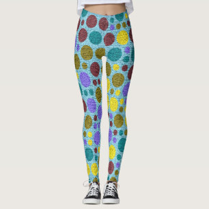 Retro Colour Polka Dots Pattern #3 Leggings