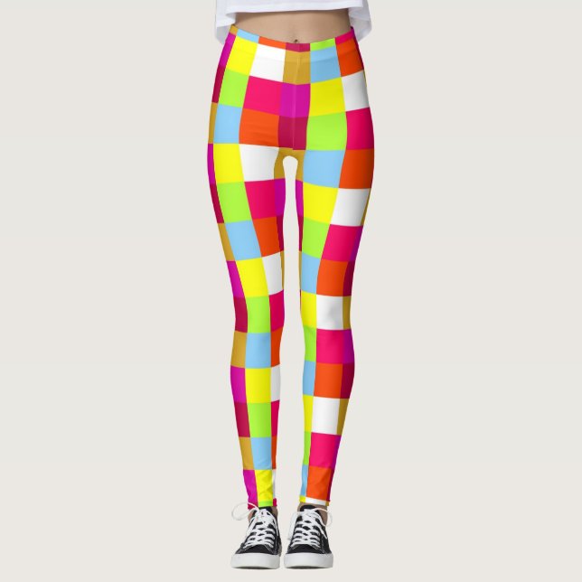 Retro Colour Squares Pattern #21 Leggings (Front)