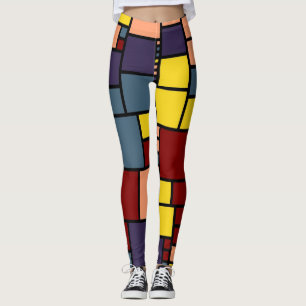 Retro Colour Squares Pattern #7 Leggings