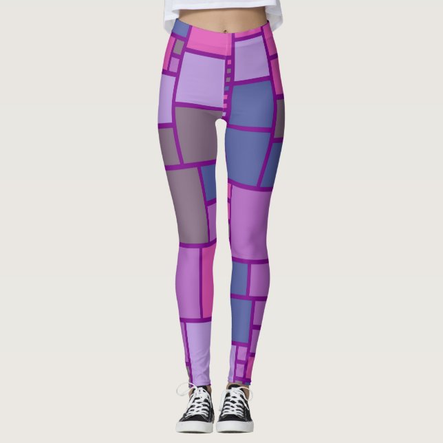 Retro Colour Squares Pattern #8 Leggings (Front)