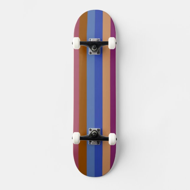 Retro Colour Stripe Pattern 8 Skateboard (Front)
