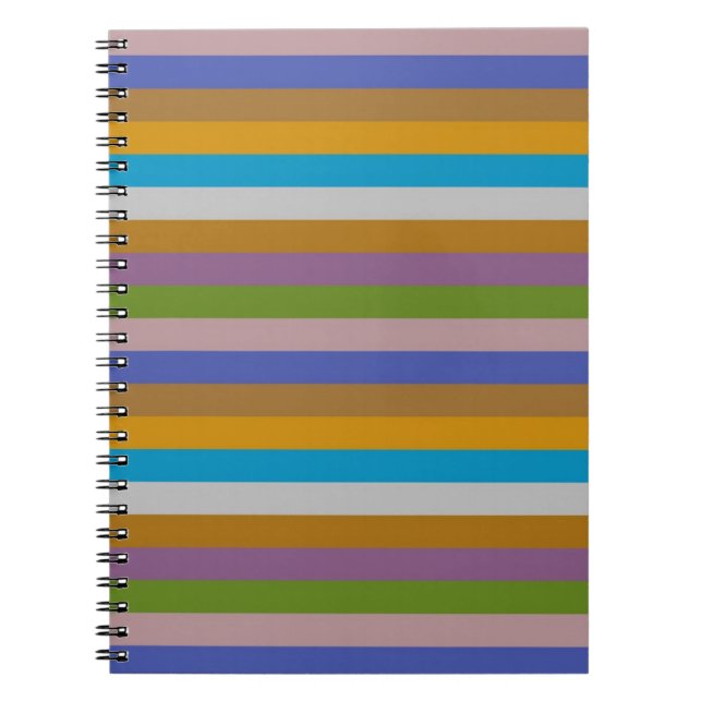 Retro Colour Stripe Pattern Notebook (Front)