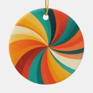 Retro Colour Swirl – Vintage Abstract Background Ceramic Tree Decoration