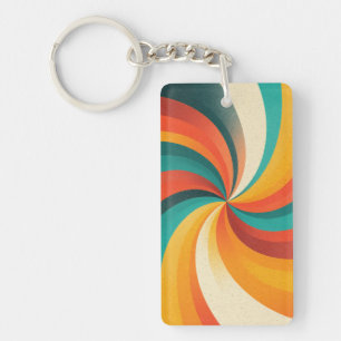Retro Colour Swirl – Vintage Abstract Background Key Ring