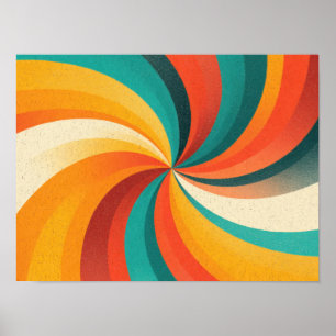 Retro Colour Swirl – Vintage Abstract Background Poster