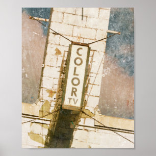 Retro Colour TV Motel Vintage Sign Archival