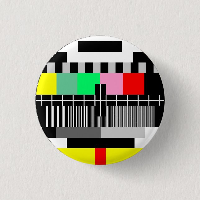 Retro colour tv test screen 3 cm round badge (Front)
