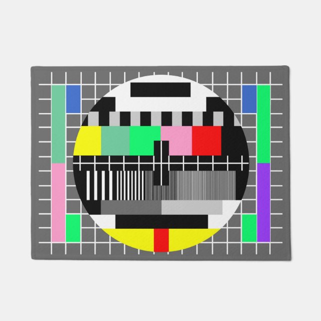 Retro colour tv test screen doormat (Front)