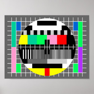 Retro colour tv test screen poster