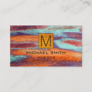 Retro Colour Wood Elegant Monogram #3 Business Card