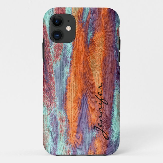 Retro Colour Wood Grain Texture Case-Mate iPhone Case (Back)