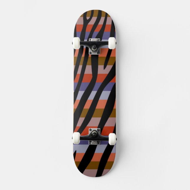 Retro Colour Zebra Stripe Pattern 6 Skateboard (Front)
